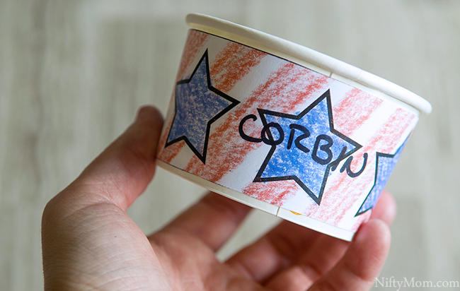 Printable Patriotic Treat Cup Wrappers for the Kids to Color & Design
