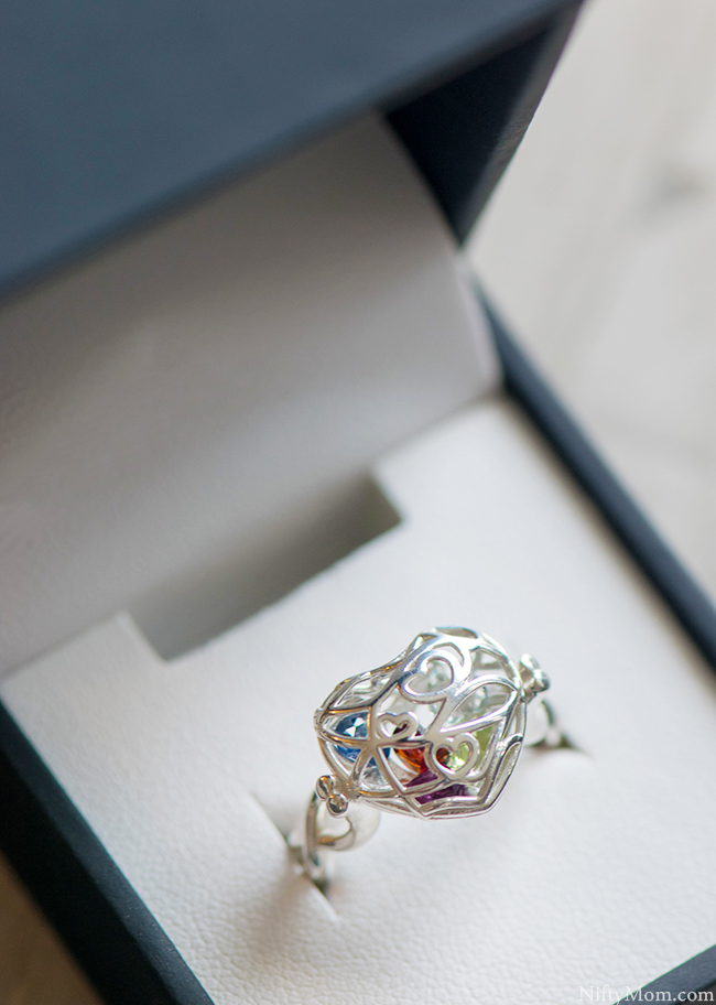 Cage ring with birthstones sale