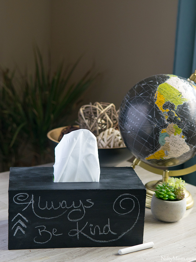 DIY Chalkboard Tissue Box Cover with Foam Board