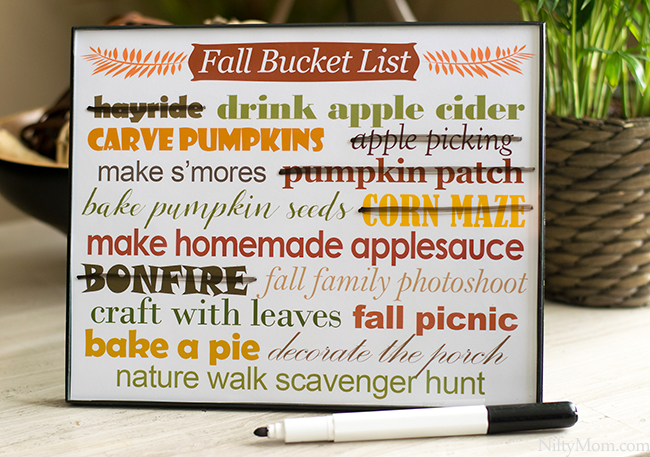 8x10 Printable Fall Bucket List