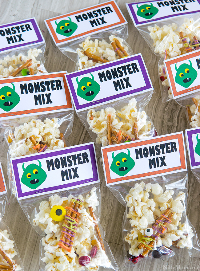 Monster Party Snack Mix with Printable Labels