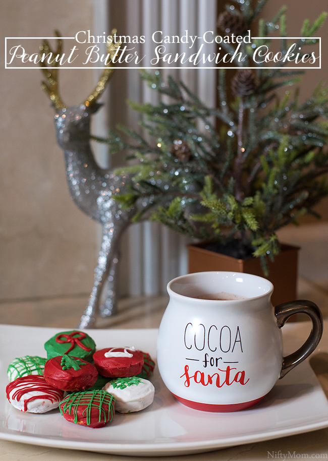 Christmas Candy-Coated Peanut Butter Sandwich Cookies