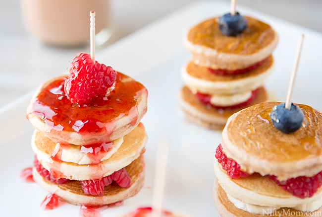 bananas-rasberries-mini-pancake-stacks