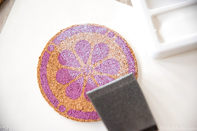 How to make Spring Cork Coasters {with free stencil download}