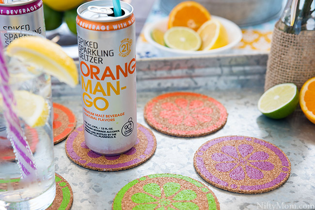 How to make Spring Cork Coasters {with free stencil download}