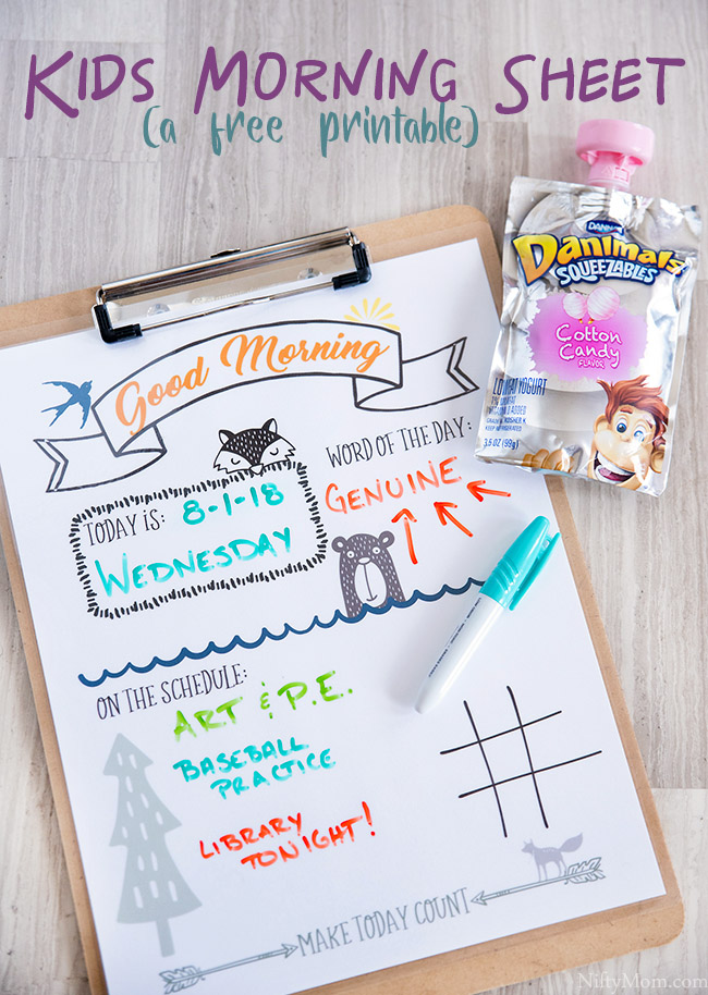 Print this FREE kids morning sheet to help morning routines and motivate the kids along the way. 