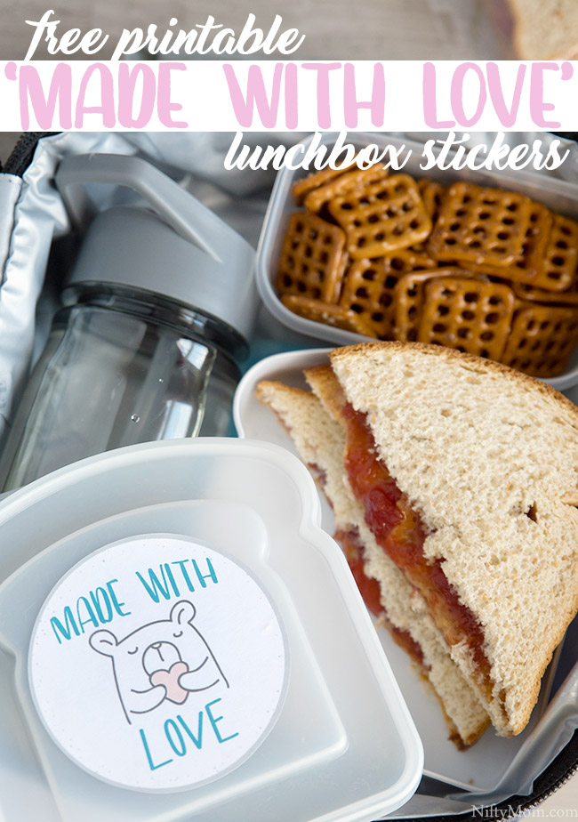 Free Printable 'Made with Love' Lunchbox Stickers - Cute idea for kids lunches!