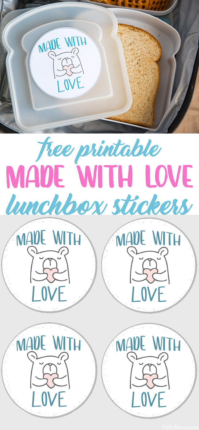 Free Printable 'Made with Love' Lunchbox Stickers - Cute idea for kids lunches!