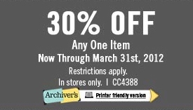 Archivers March Coupon