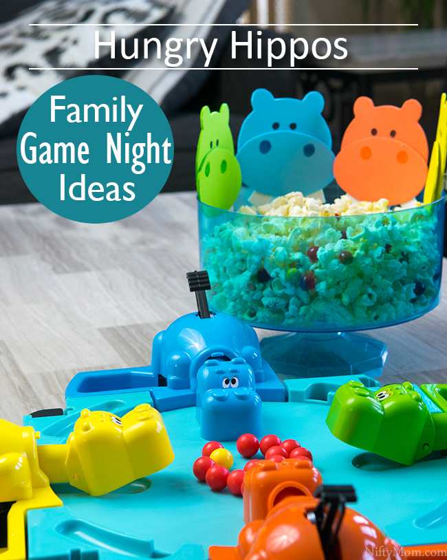 Hungry Hungry Hippos Family Game Night Ideas - Hippo craft & a snack mix!