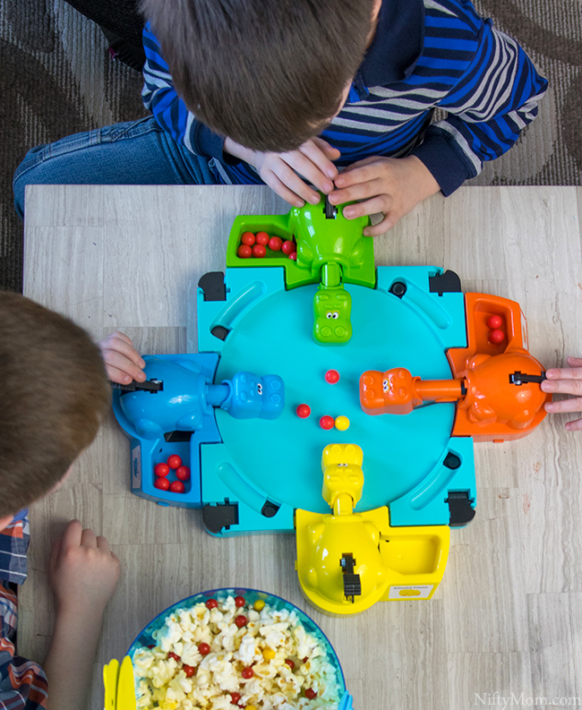 Hungry Hungry Hippos Family Game Night Ideas - Hippo craft & a snack mix!