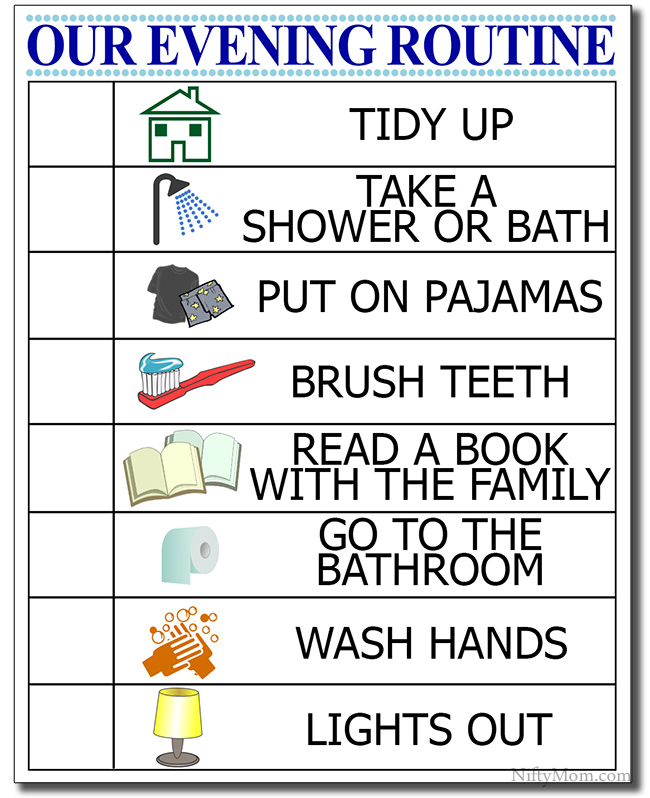 Evening Routine Checklist For Kids Nifty Mom