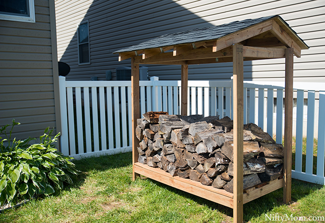 How to Make a Roofed Log Rack Backyard Project