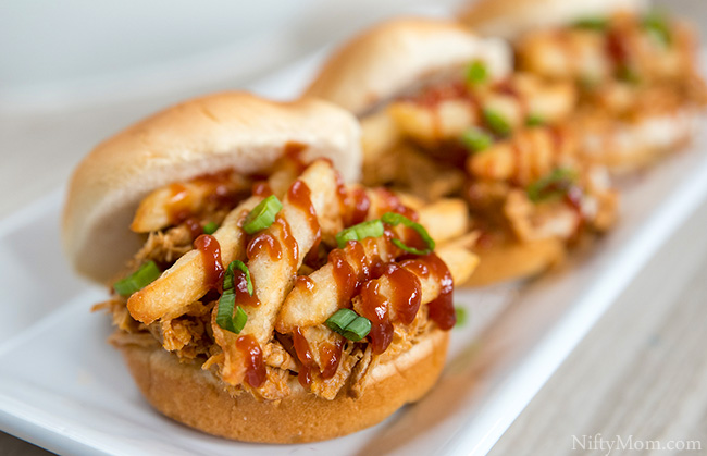 Easy Pulled Pork Sliders Topped with Fries