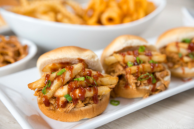 Easy Pulled Pork Sliders Topped with Fries