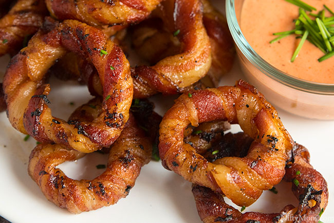 Smoked Spicy Bacon-Wrapped Onion Rings Recipe