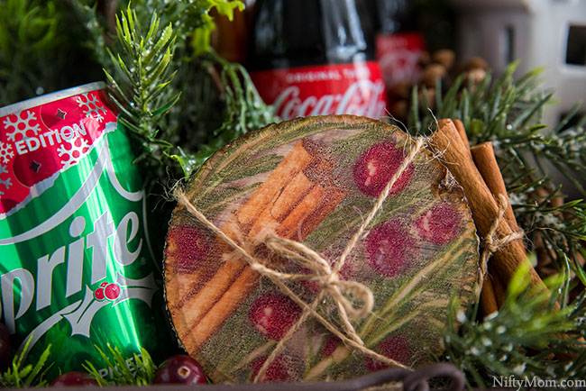 Holiday Hostess Gift Basket Idea + Easy DIY Wood Coasters