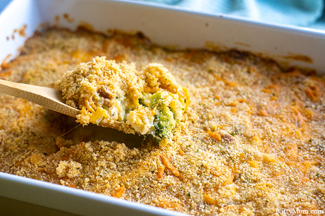 Broccoli & Cauliflower Bake - A cheesy, bacon-y side dish perfect for the whole family!